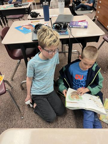Reading buddies for literacy week.