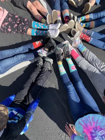 Students wear crazy socks to show they are "crazy" to be drug free