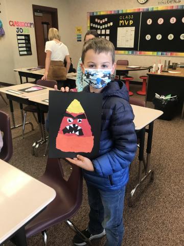 5th grade students create Halloween Rip Art.