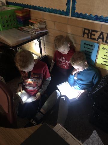Flashlight Friday- students got to read in the dark with flashlights.