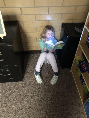 Flashlight Friday- students got to read in the dark with flashlights.