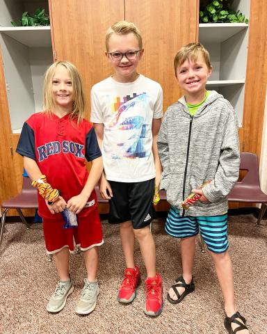 Our three winners from the third grade spelling bee.