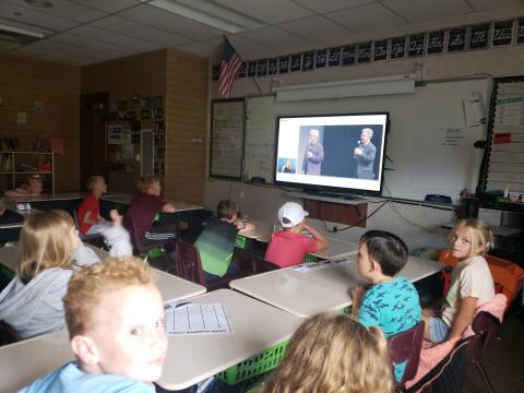 Fourth graders watched a live event where Peter Reynolds and millions of other students around the world all celebrated DOT day.